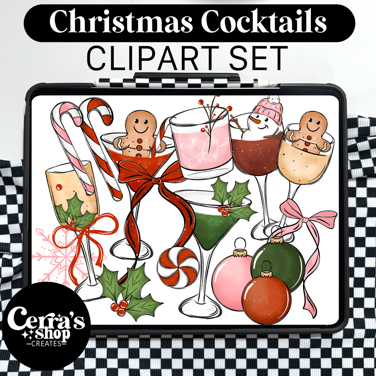 Christmas Cocktails Clipart Set