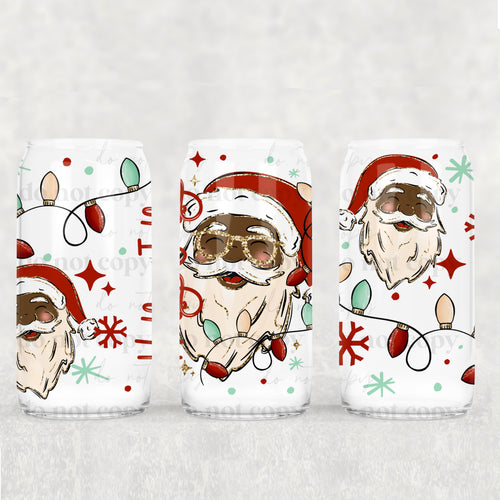 Holly Jolly Santa 16oz Glass Wrap