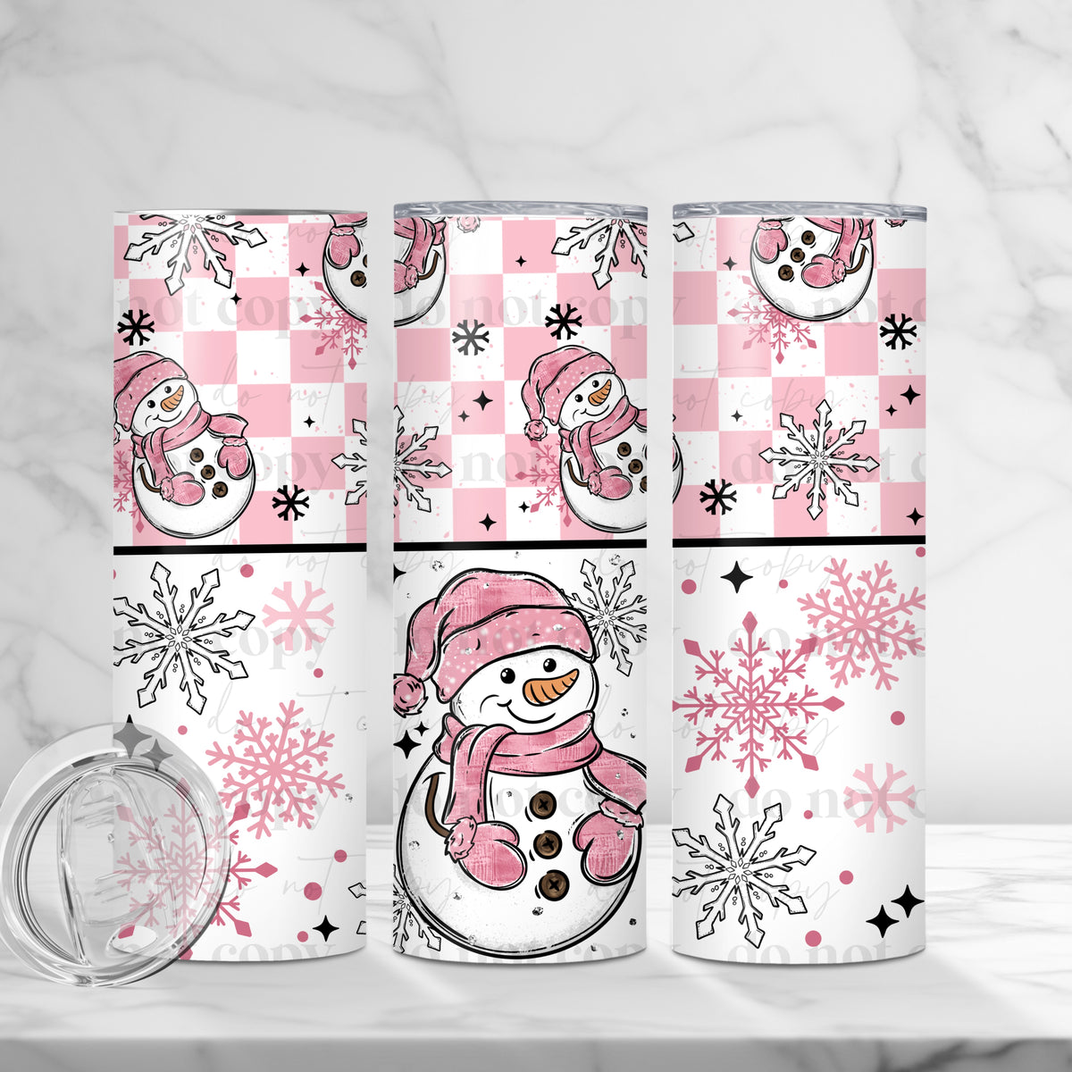 Pink Snowman 20oz Tumbler Wrap