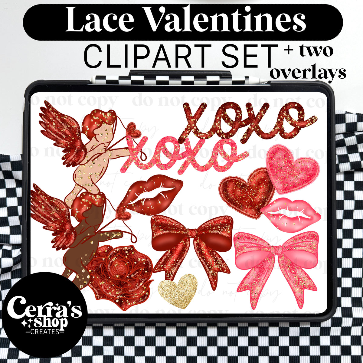 Lace Valentines Clipart set