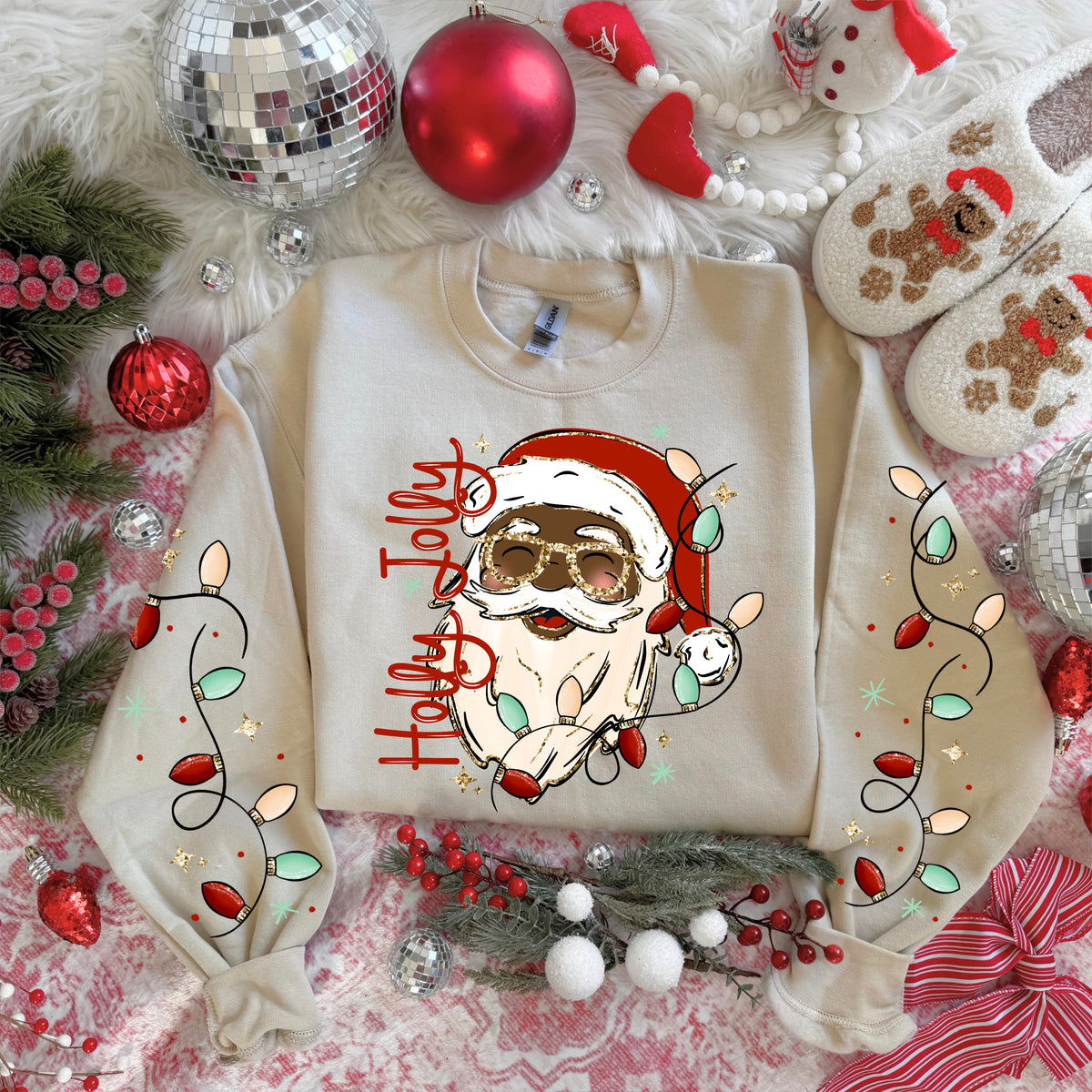 Holly Jolly Santa w/ Sleeves PNG