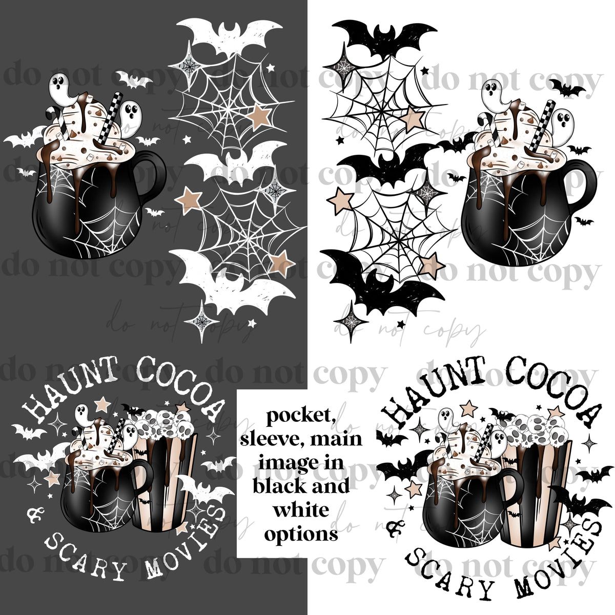 Haunt cocoa scary movies sleeve, png, pocket set