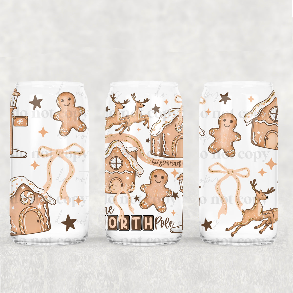 North Pole Gingerbread 16oz Glass Wrap