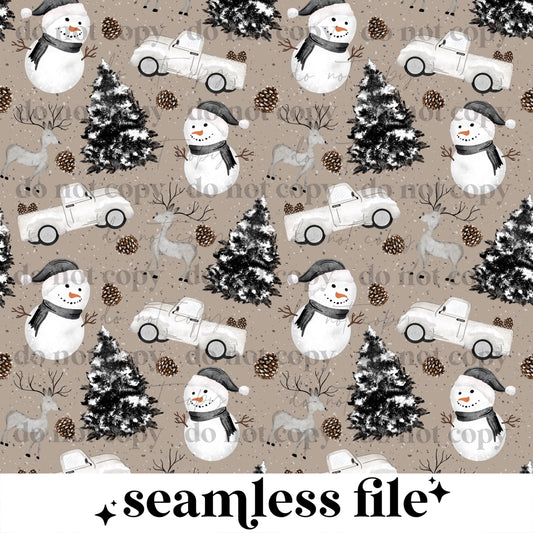 Whimsical winter tan background seamless