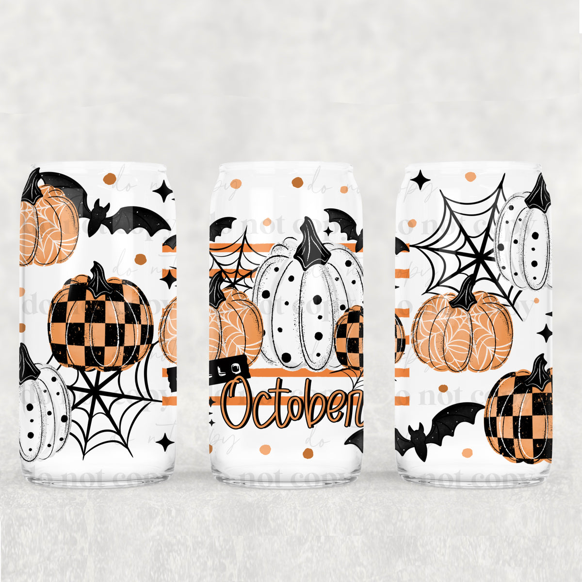 Hello October Pumpkins 16oz Glass Wrap