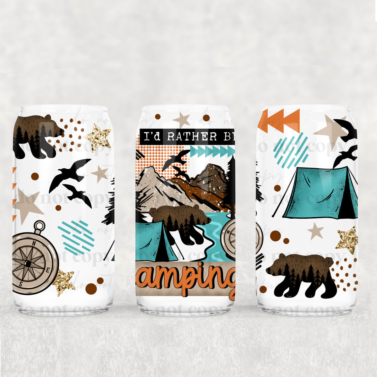 I’d rather be camping 16oz Glass Wrap