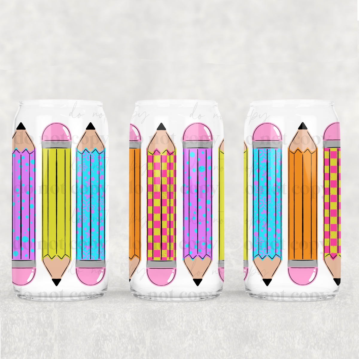 Colorful Pencils 16oz Glass Wrap