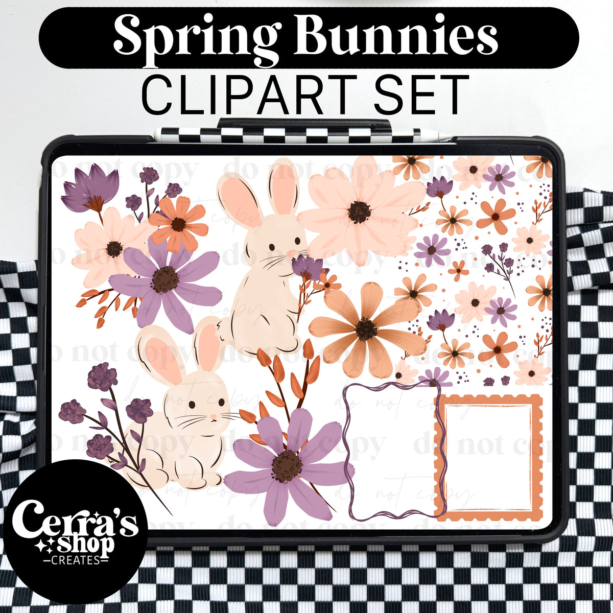 Floral Bunnies Clipart set