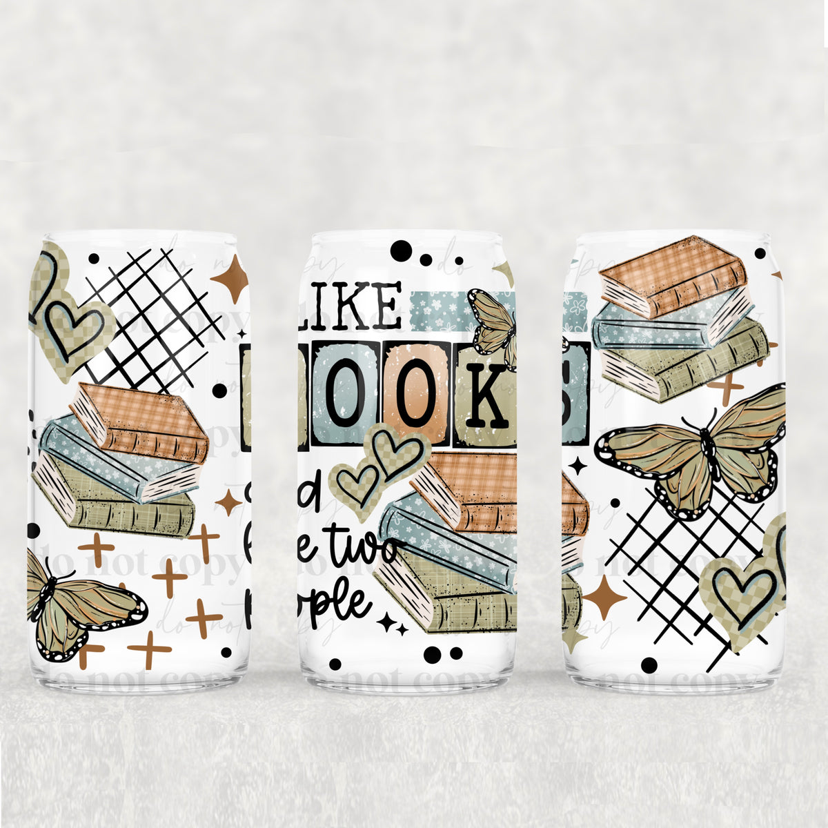 Books and 2 people 16oz Glass Wrap