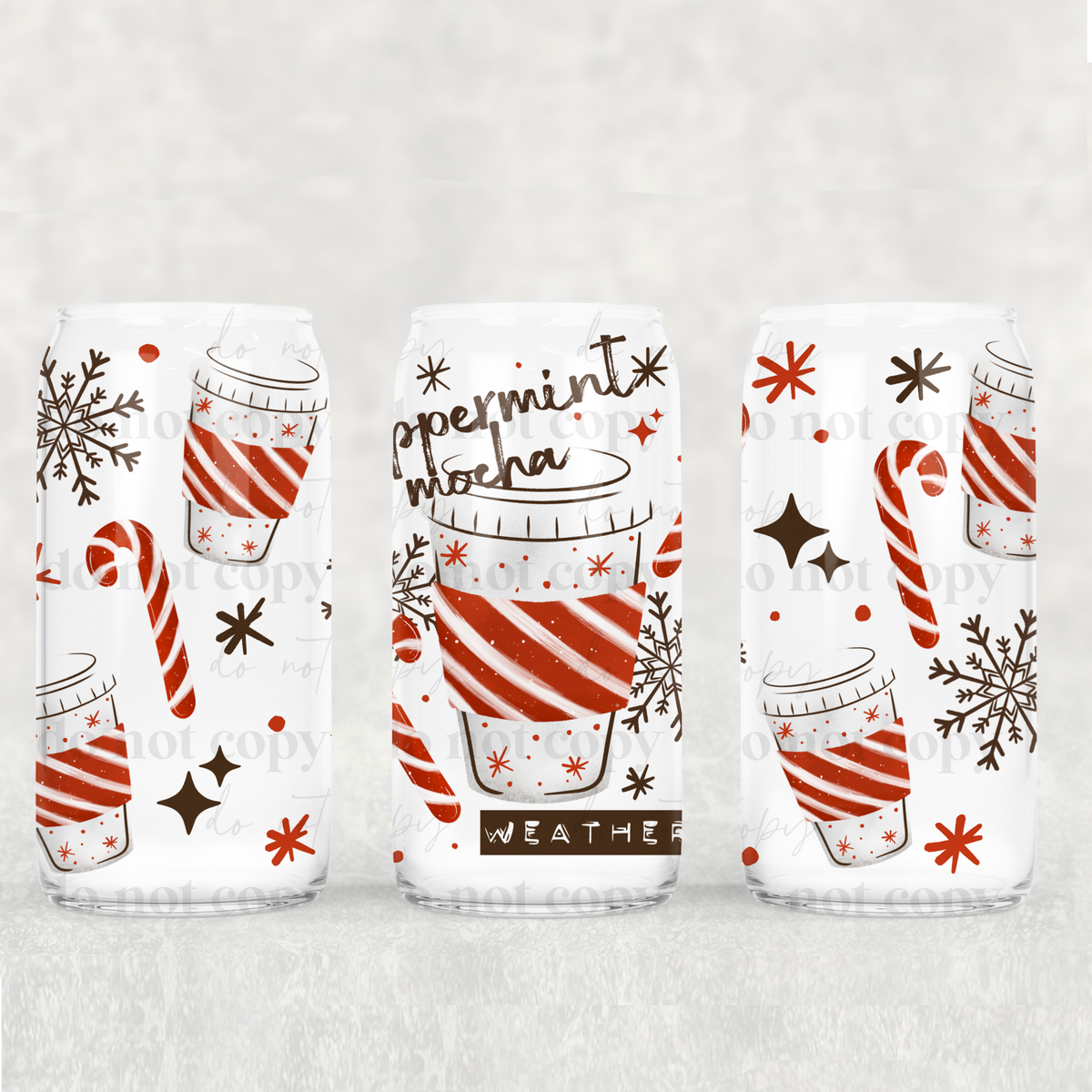 Peppermint Mocha Weather 16oz Glass Wrap