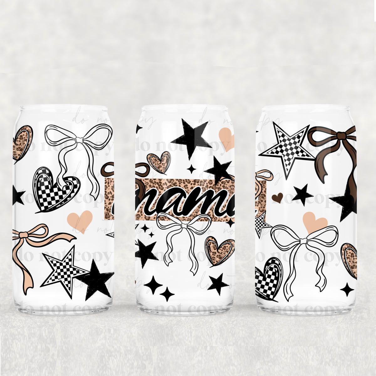 Mama Stars and Bows 16oz Glass Wrap