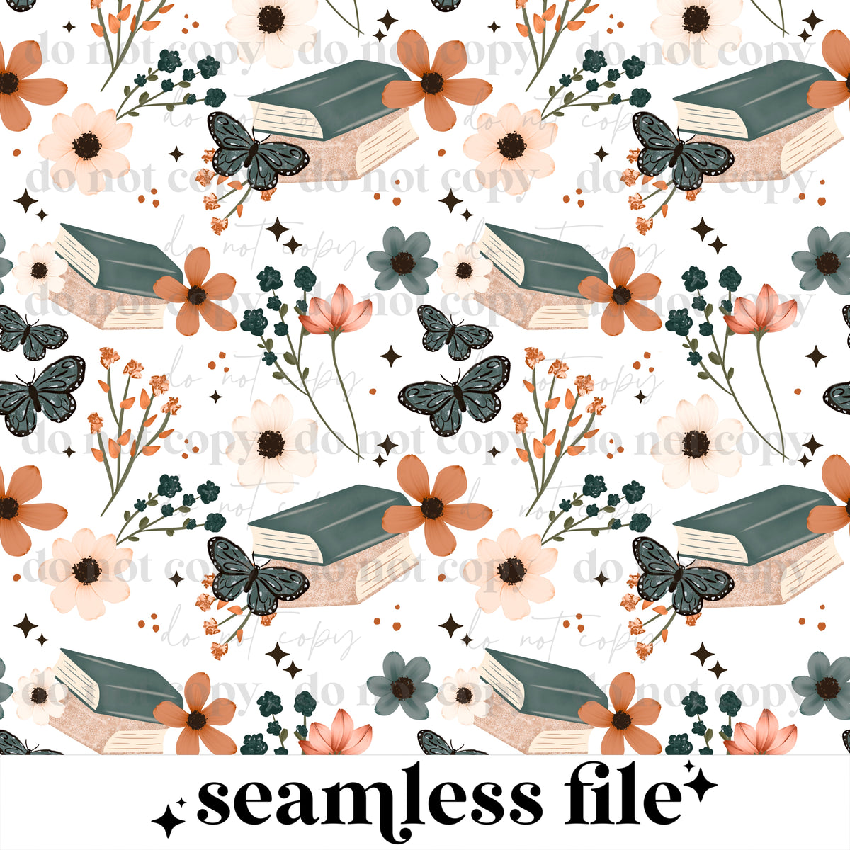 Floral Books Seamless