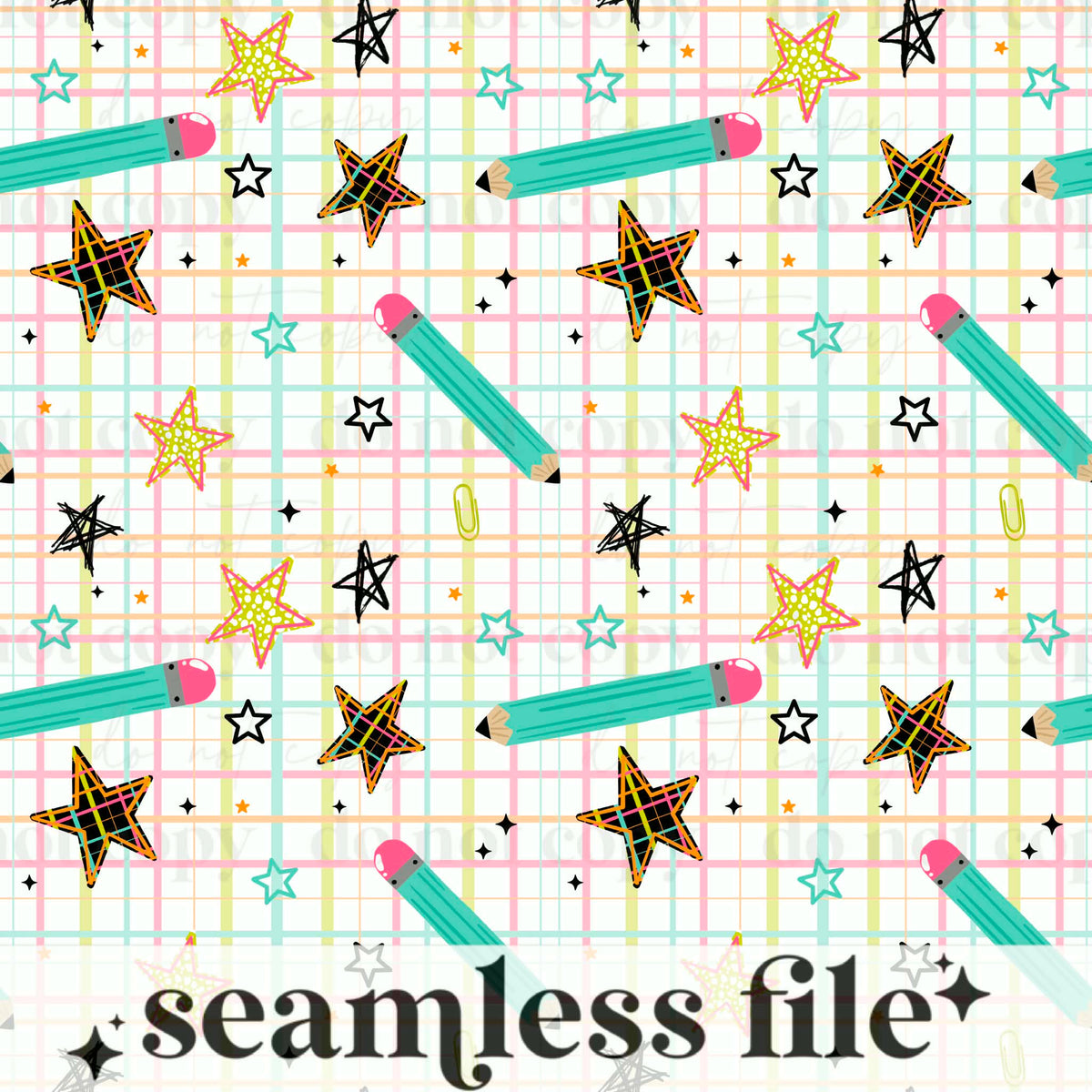 Pencil Star Plaid Seamless