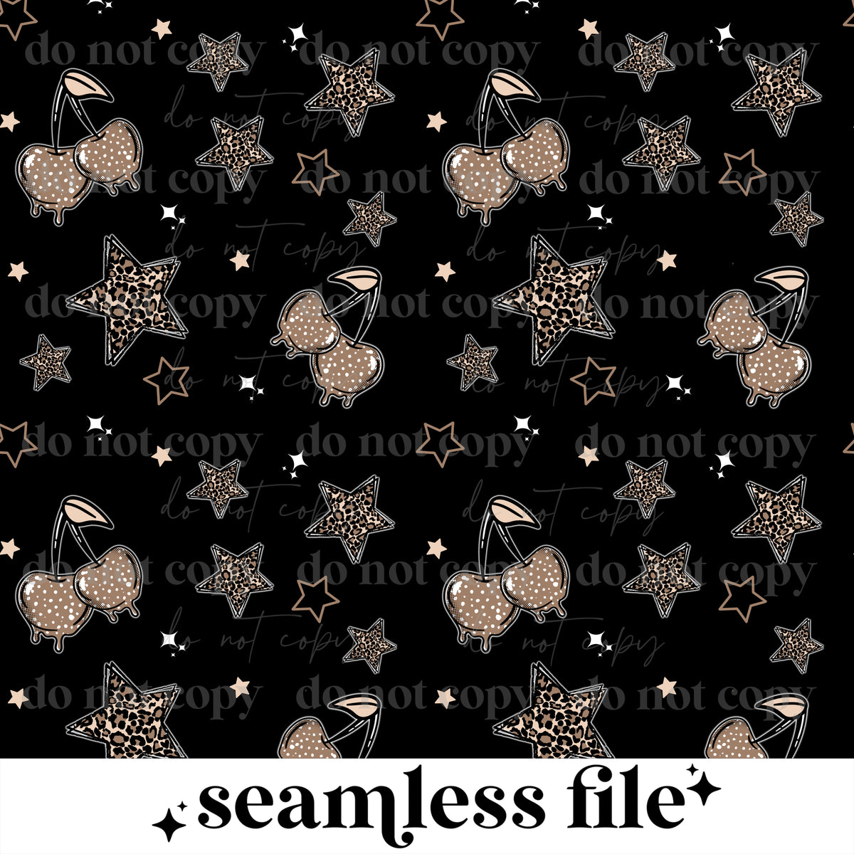 Cheetah Stars and Cherries Seamless
