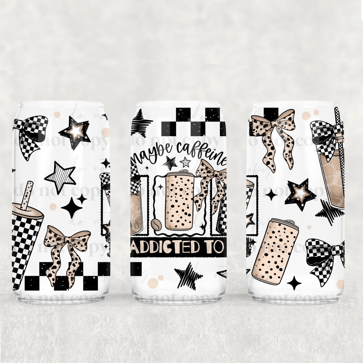 Maybe Caffeine is addicted to me 16oz Glass Wrap