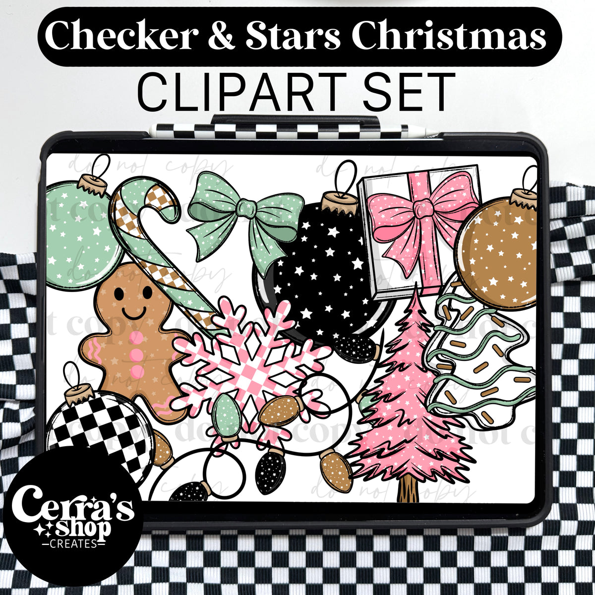 Checker Christmas Clipart set