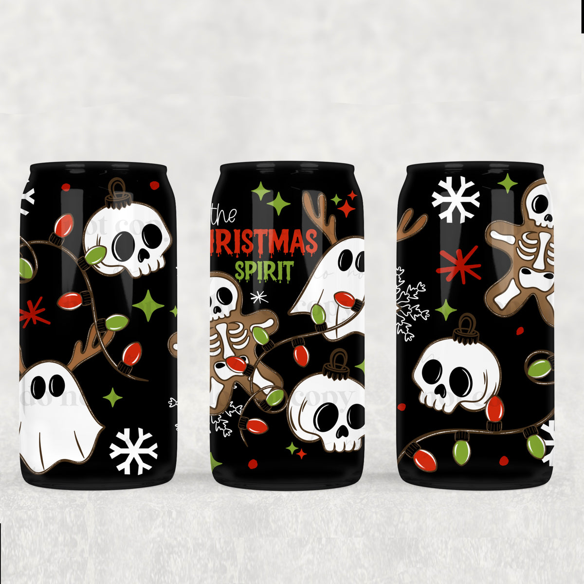 Christmas Spirit 16oz Glass Wrap