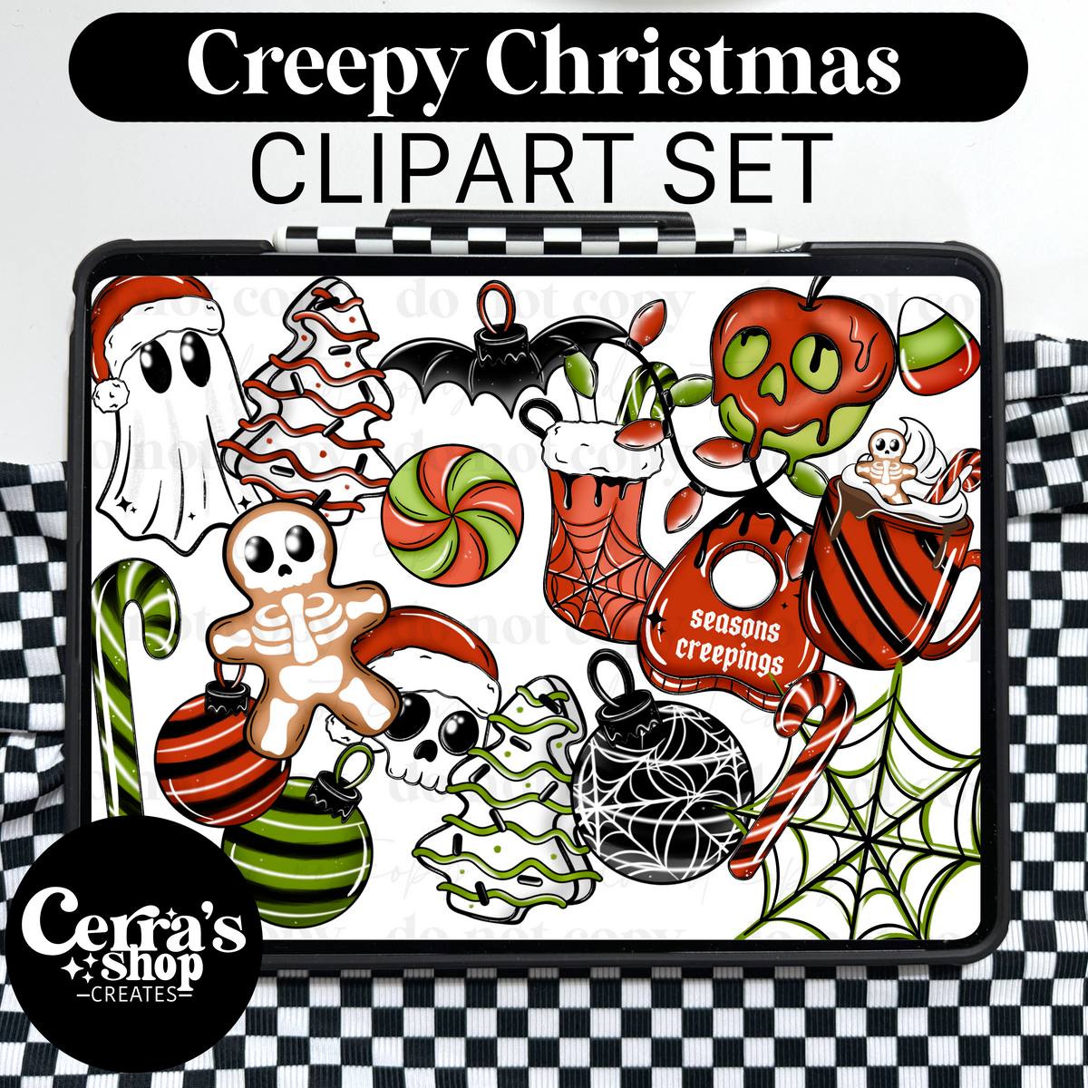 Creepy Christmas Clipart Set