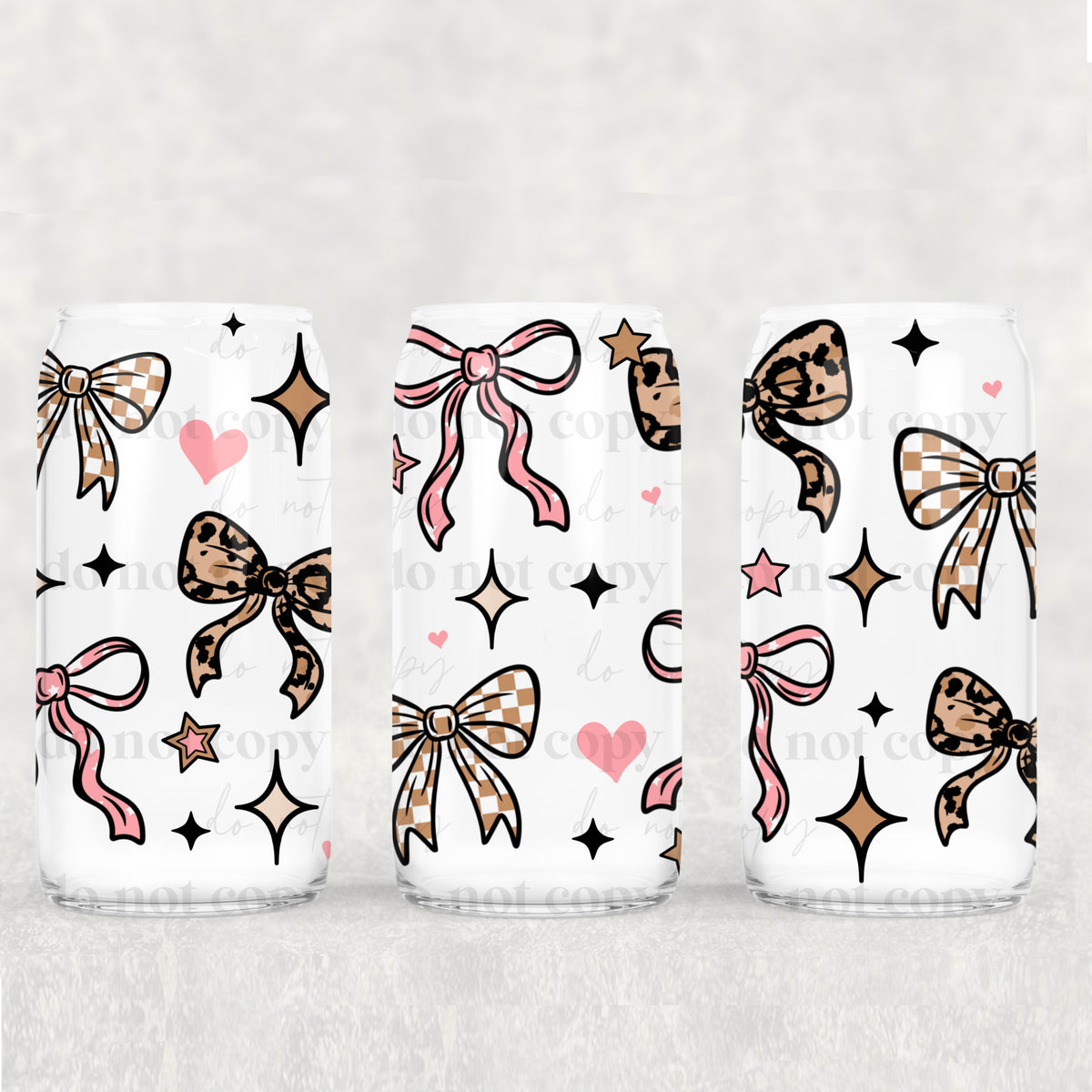 Girly Bows 16oz Glass Wrap