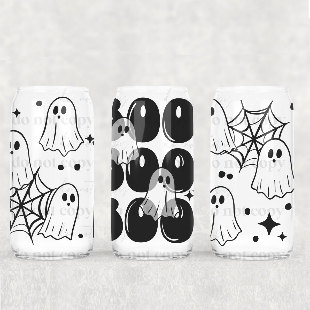 Boo Ghost (gray and white) 16 Oz Glass Wrap