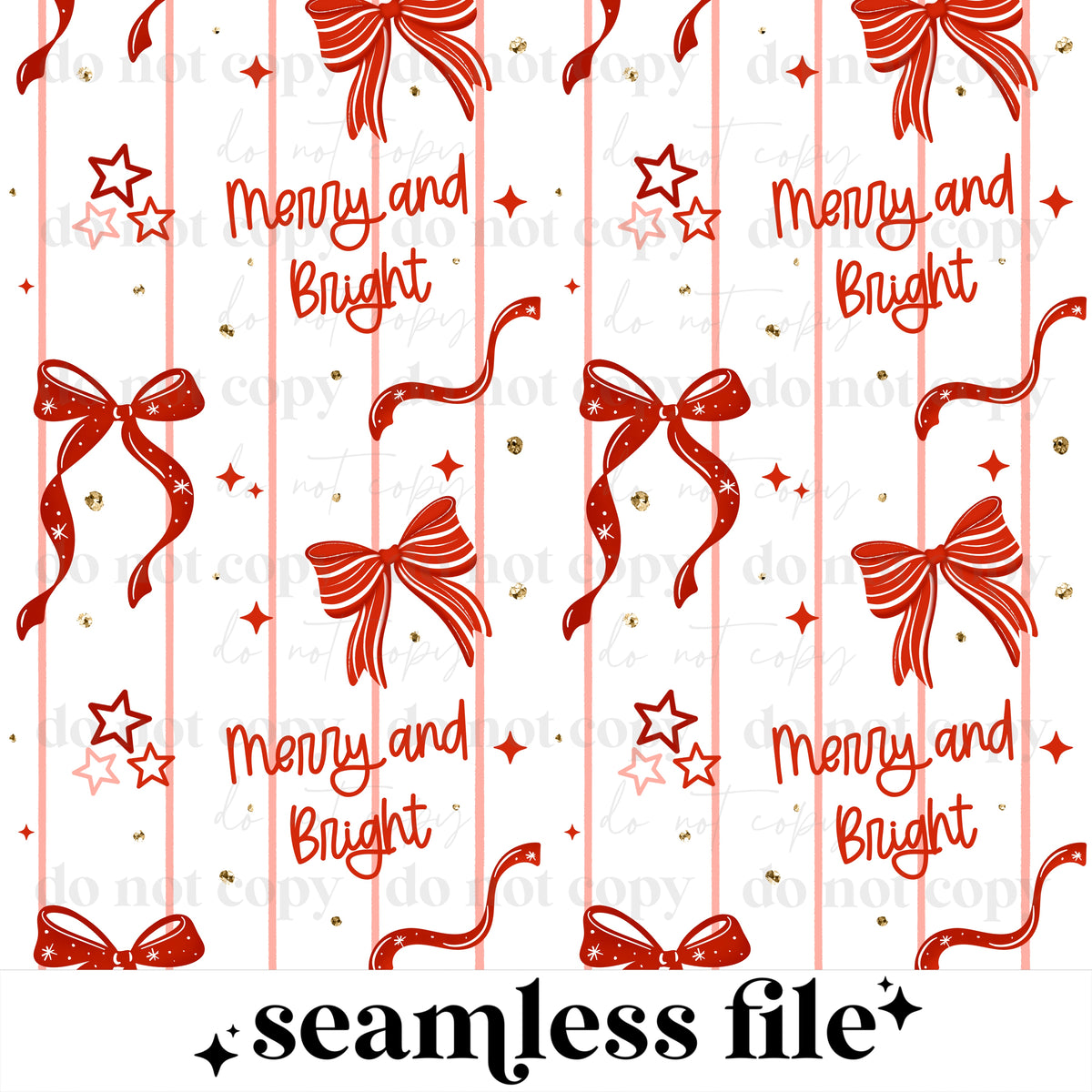 Merry and Bright red bows Seamless