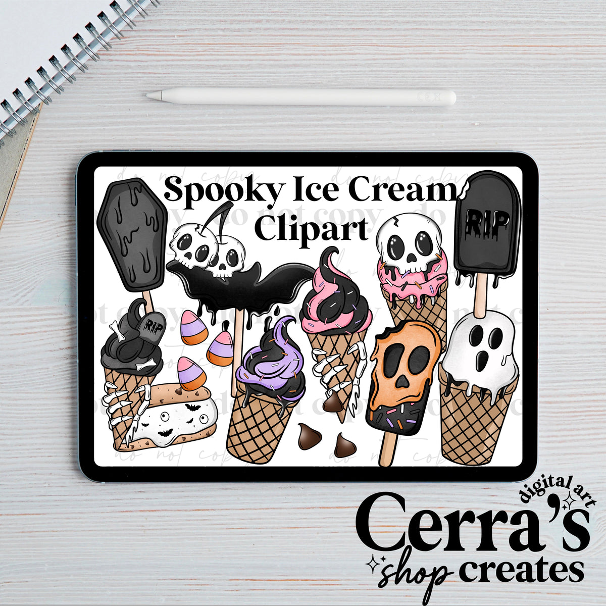 Spooky Icecream Clipart set
