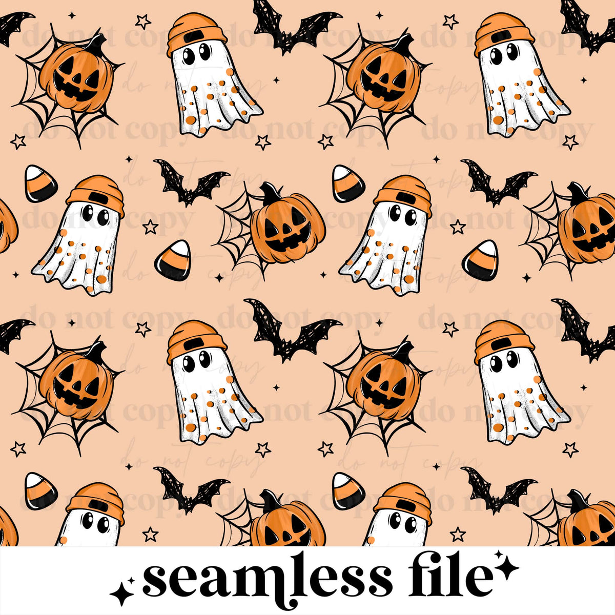 Candy Corn Beanie Ghost Seamless