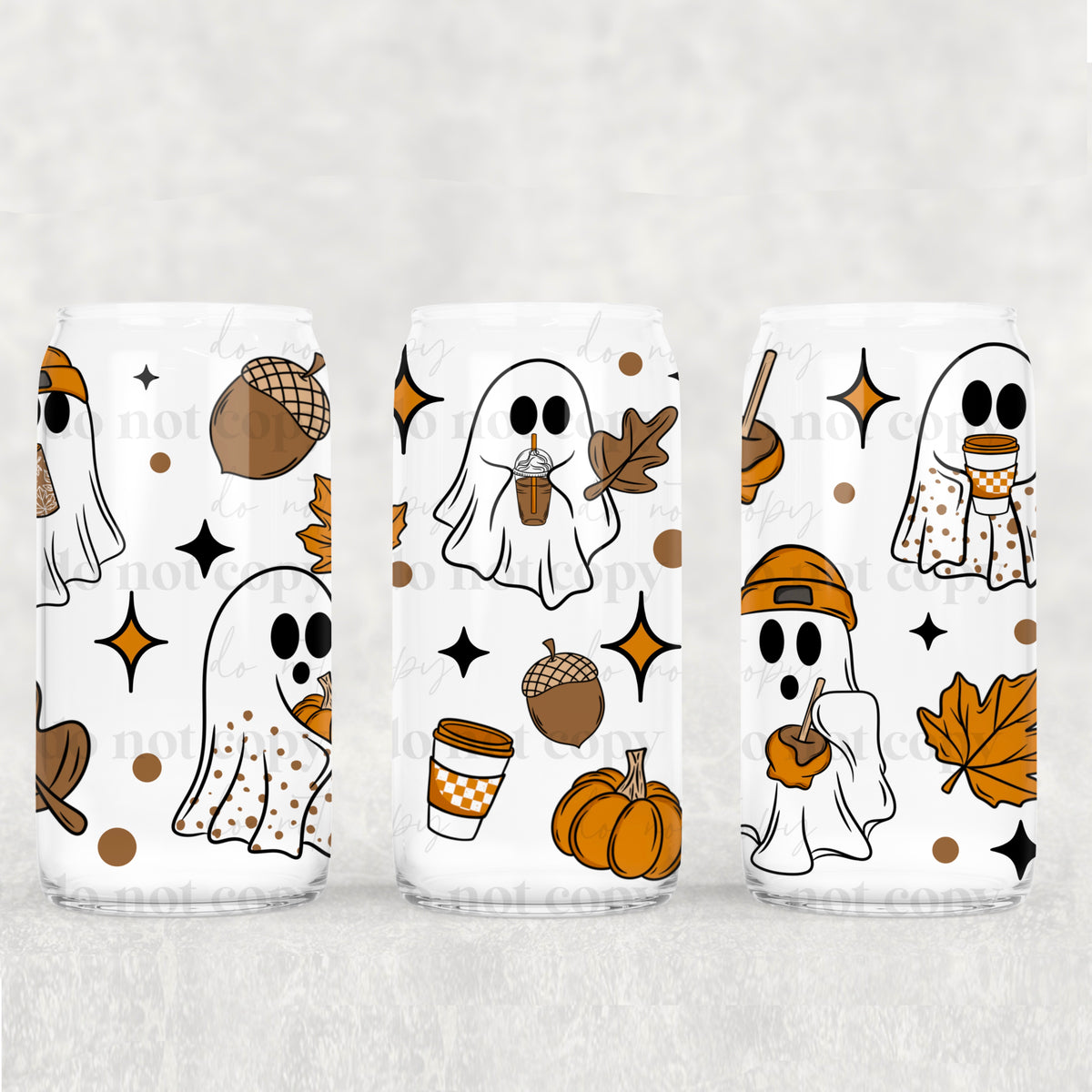 Fall Ghosts 16oz Glass Wrap