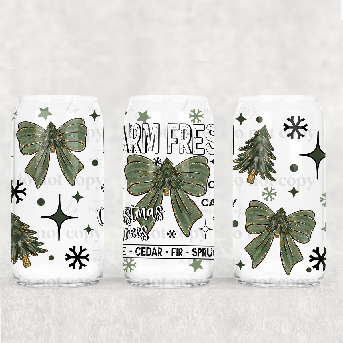 Farm Fresh Trees Bow 16oz Glass Wrap
