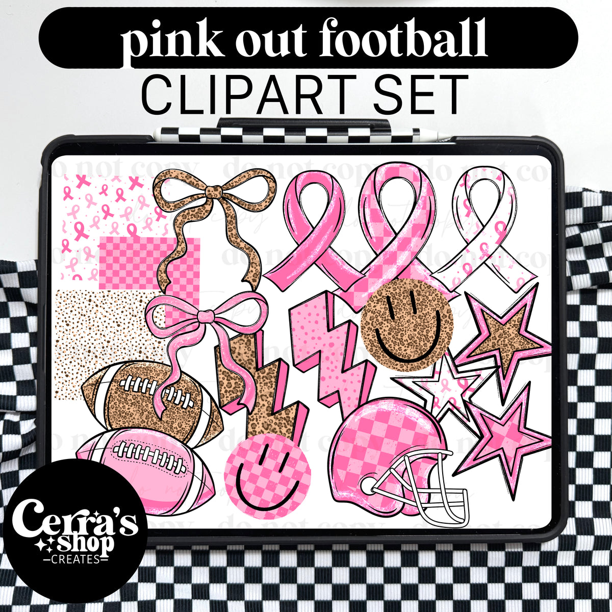 Pink Out Football Clipart Set