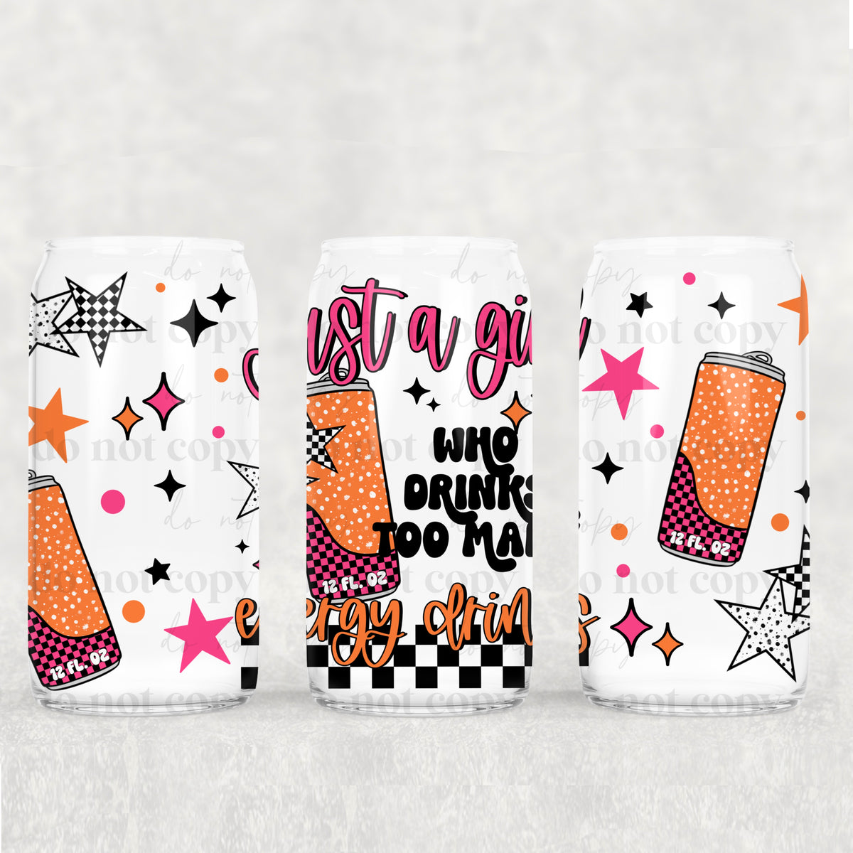 Too many energy drinks 16oz Glass Wrap