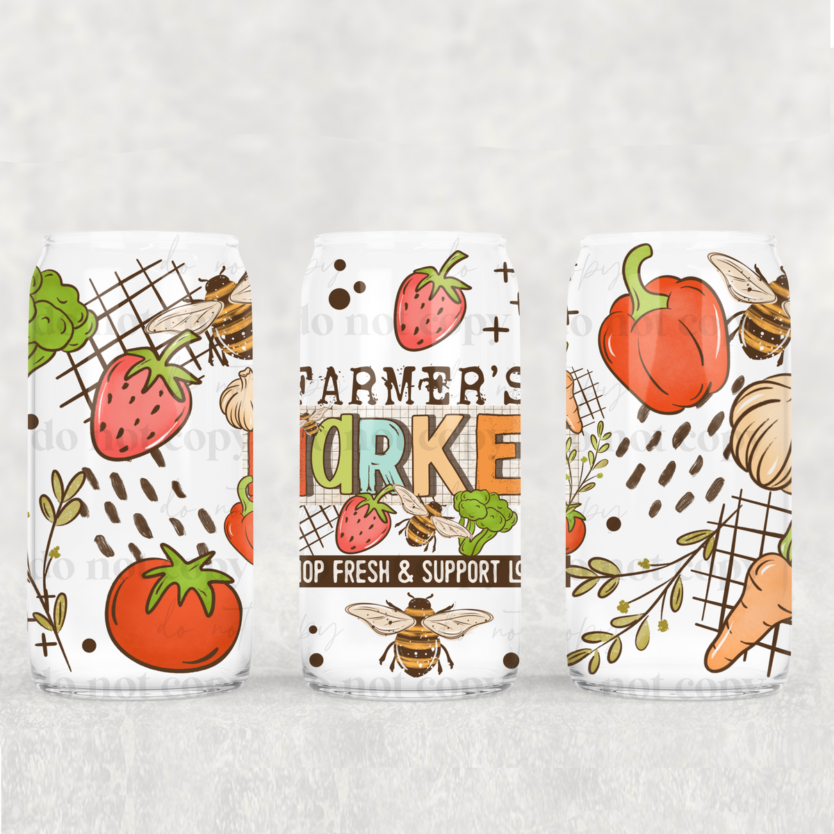 Farmers Market 16oz Glass Wrap