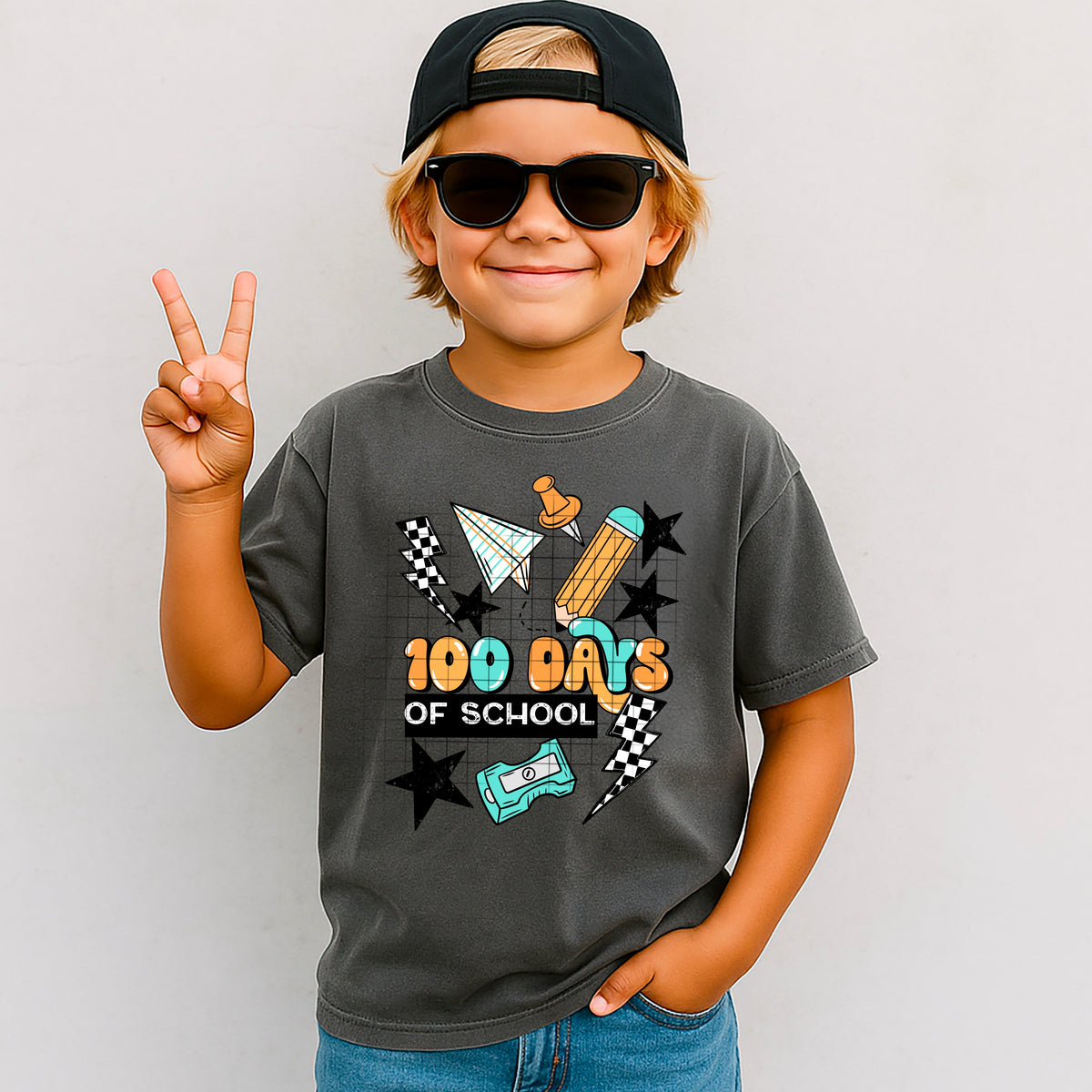 100 Days of School boy PNG