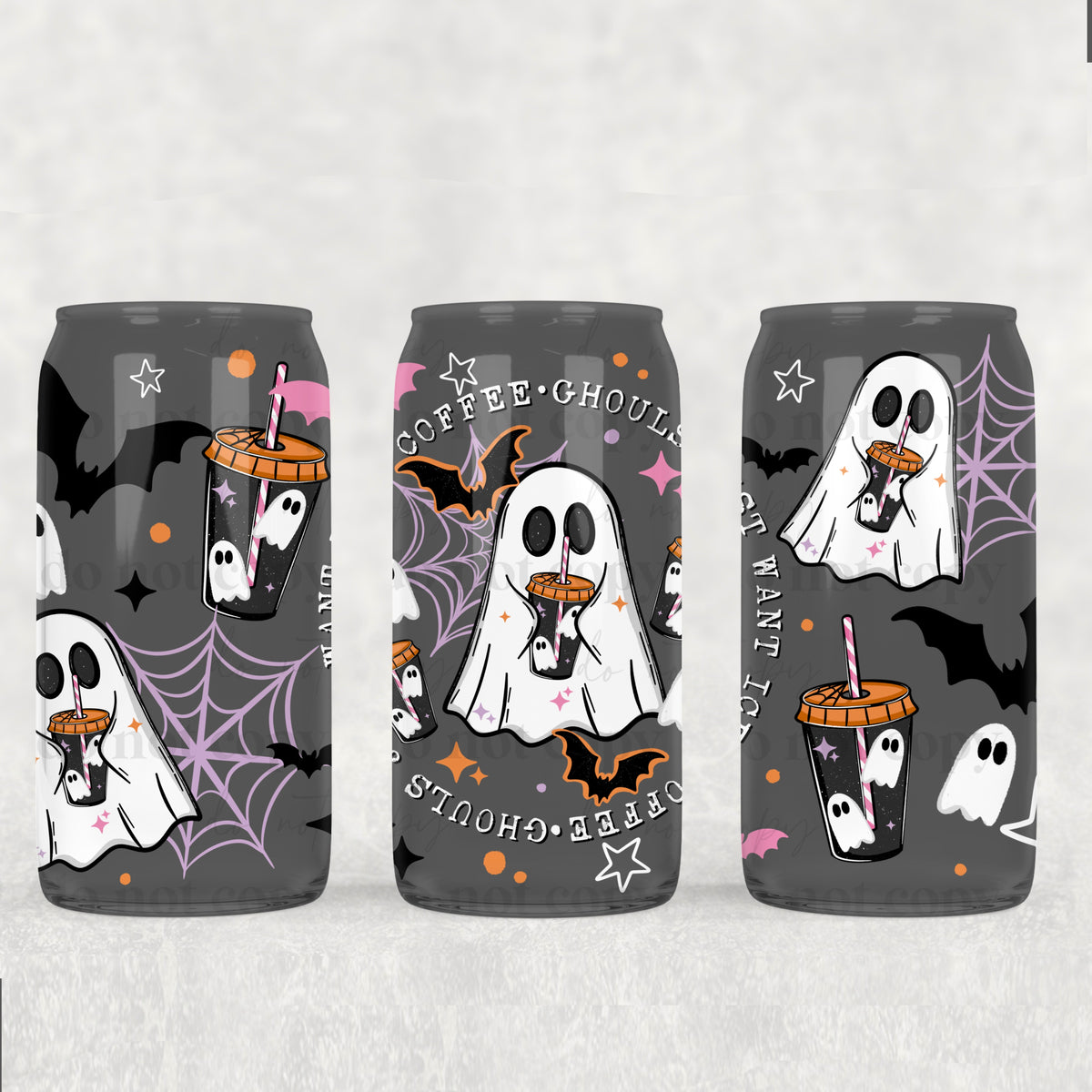 Ghouls just want iced coffee 16oz Glass Wrap