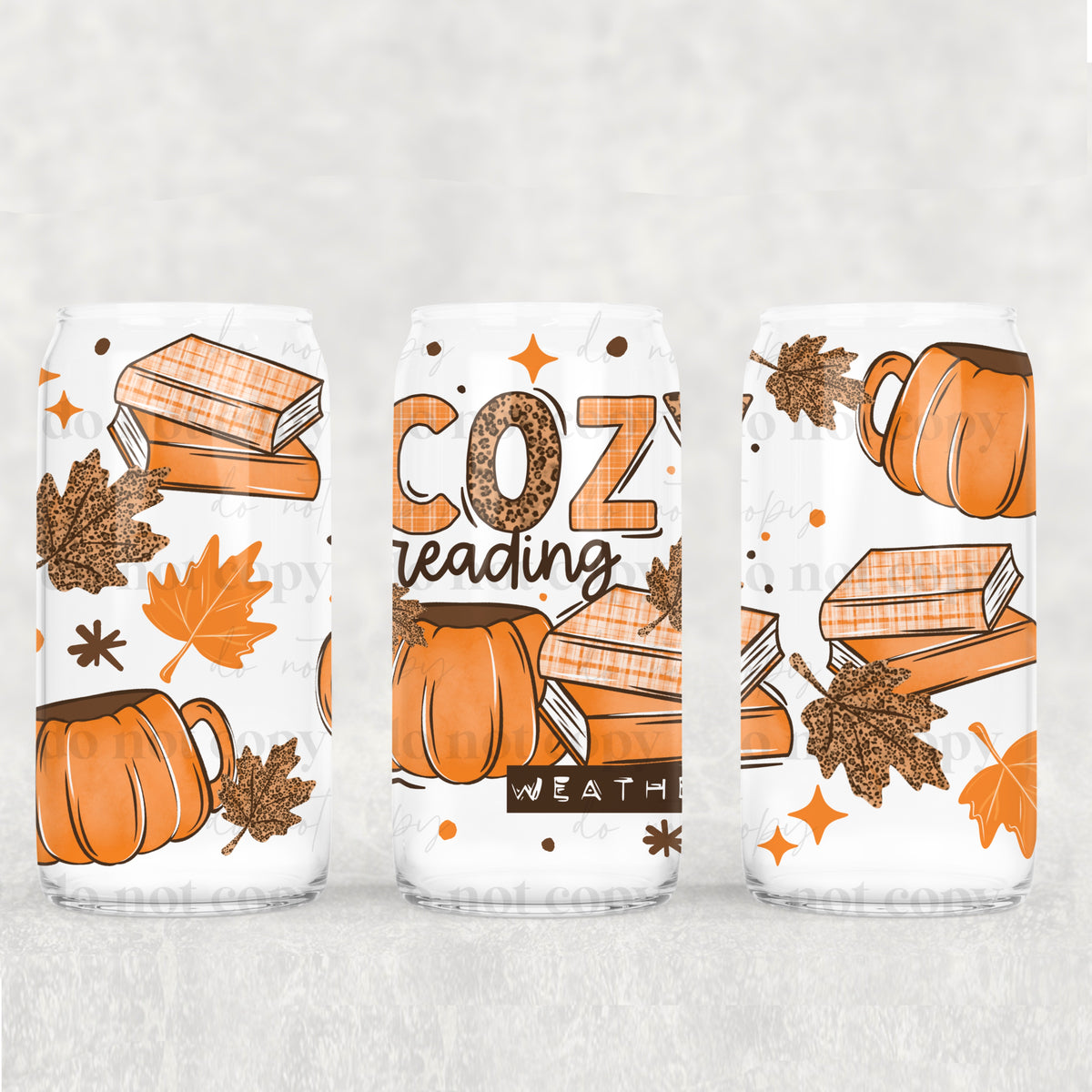 Cozy Reading Weather Fall 16oz Glass Wrap