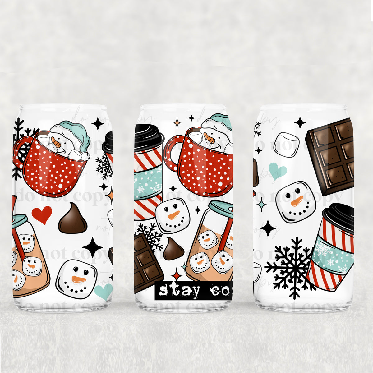 Coffee and hot Cocoa 16oz Glass Wrap