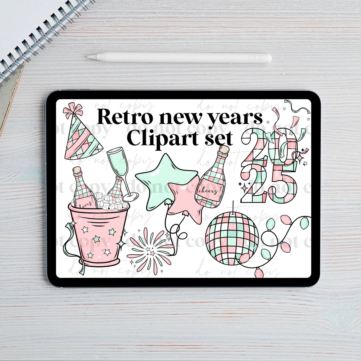 Retro new years clipart