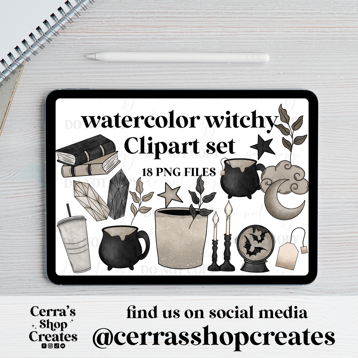 Watercolor Witchy Clipart
