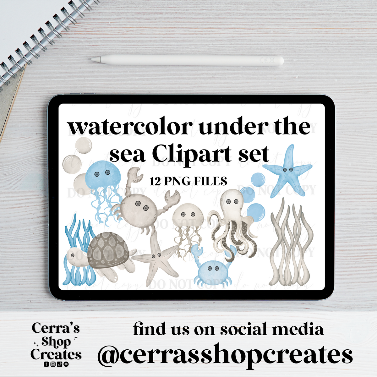 Watercolor Under The Sea Clipart