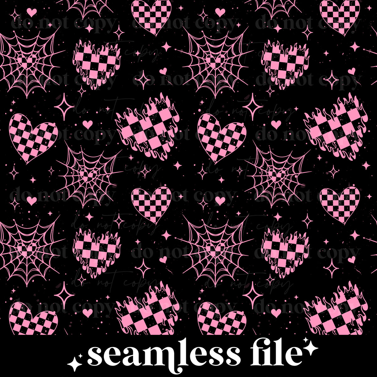 Pink on black hearts Seamless