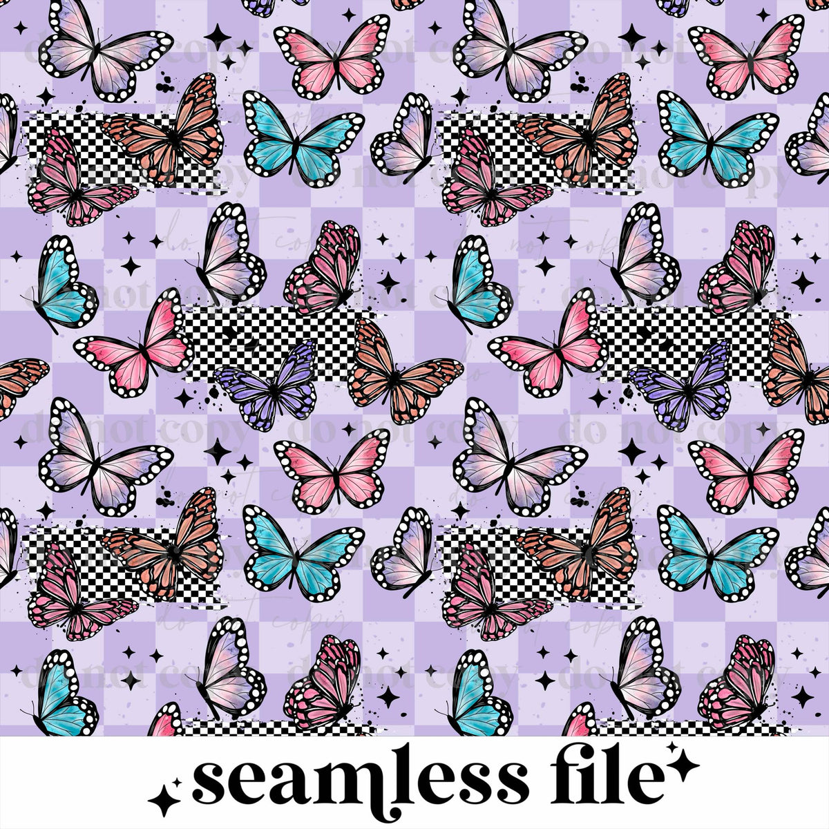 Purple Drippy Butterflies Seamless