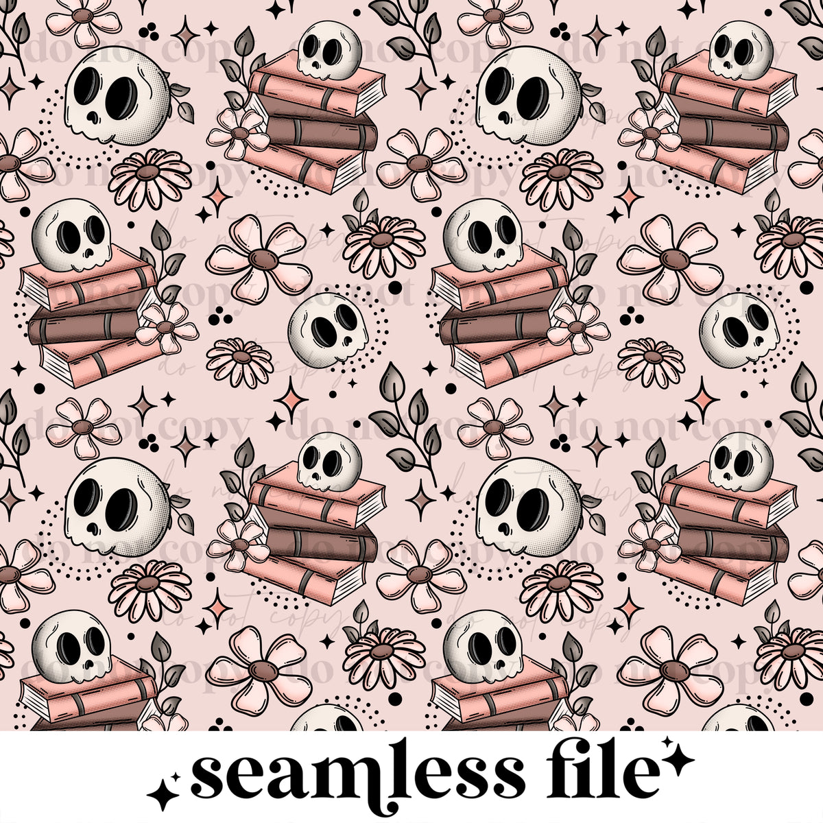 Floral skellie books Seamless