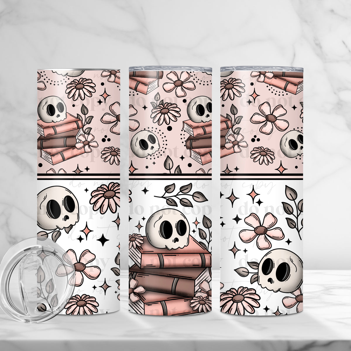 Floral skellie books Tumbler Wrap