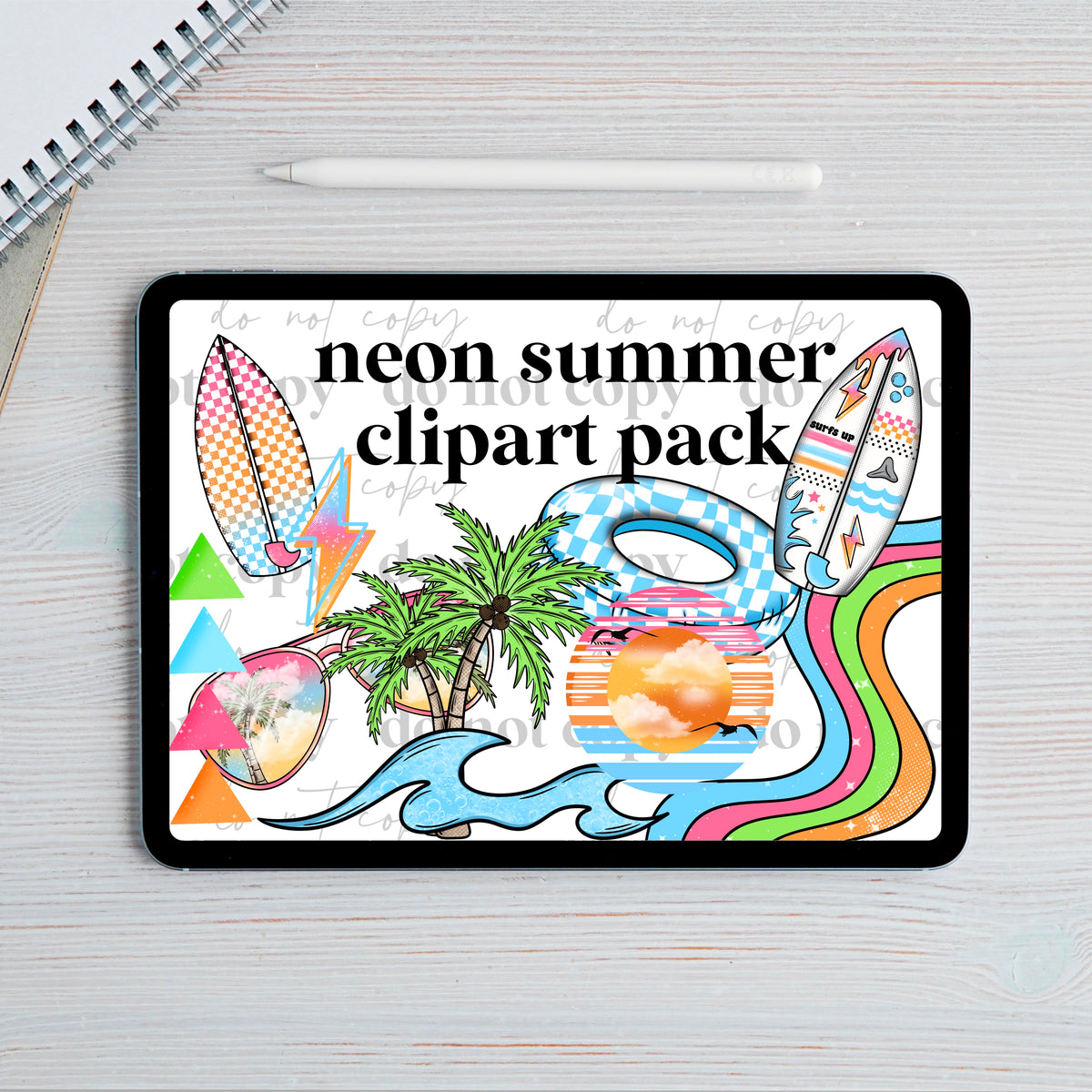 Neon summer clipart