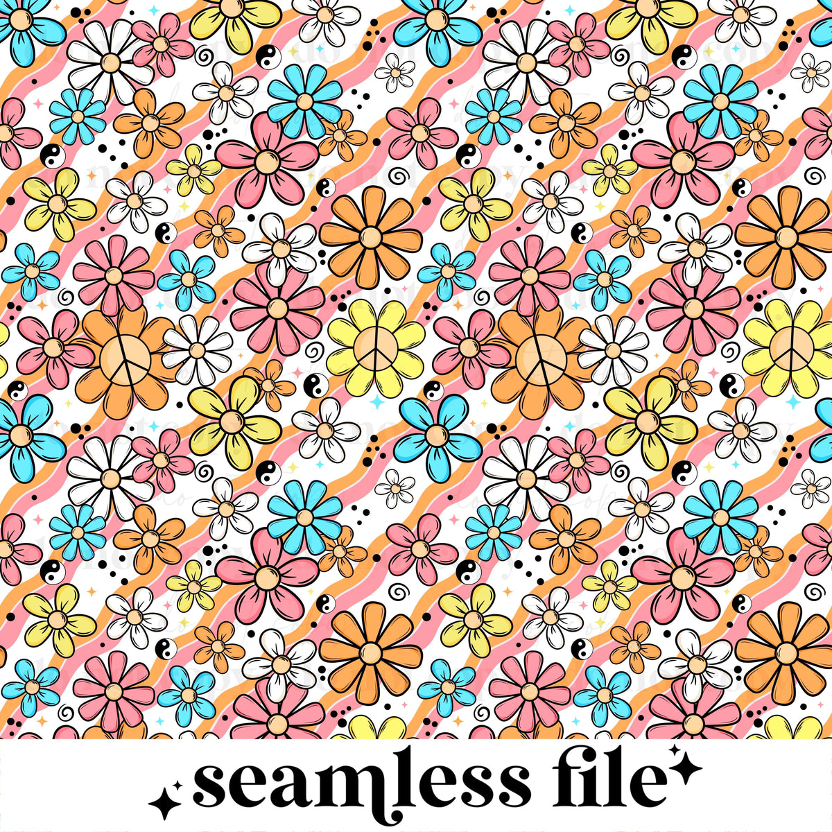 Colorful retro florals seamless