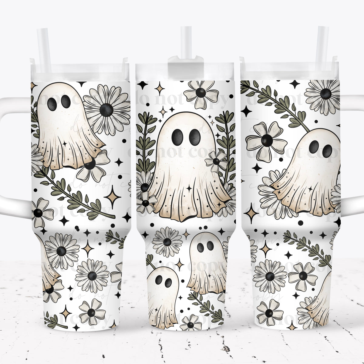 Floral Ghost 40oz Tumbler Wrap