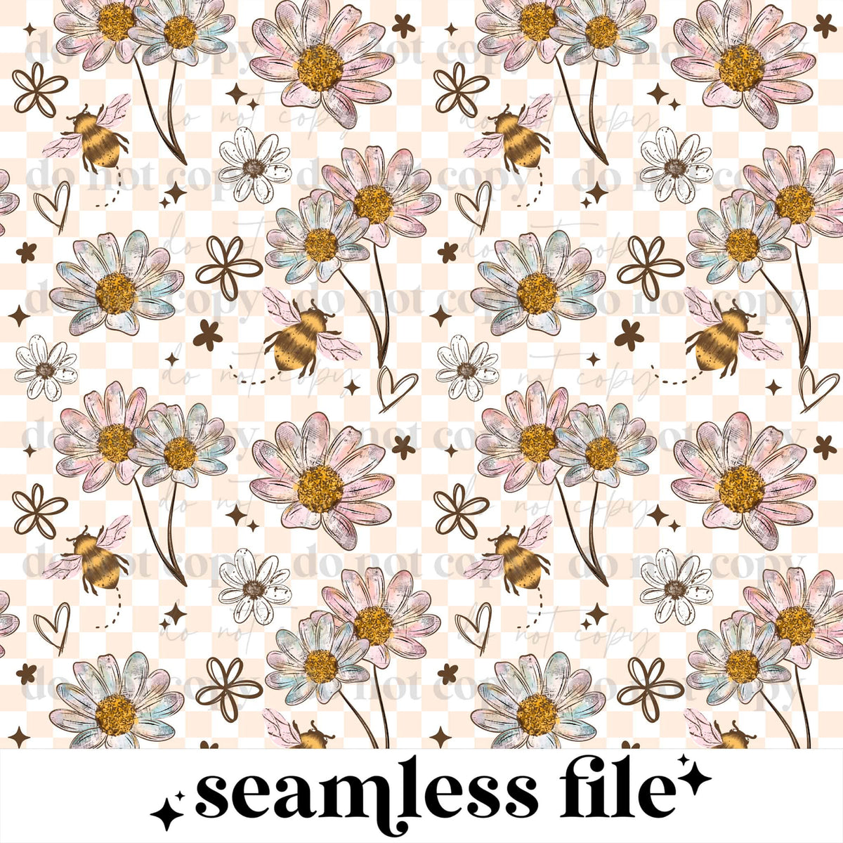 Floral Bees Seamless