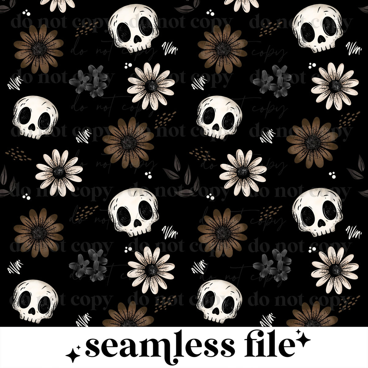 Dark Floral Skellies Seamless