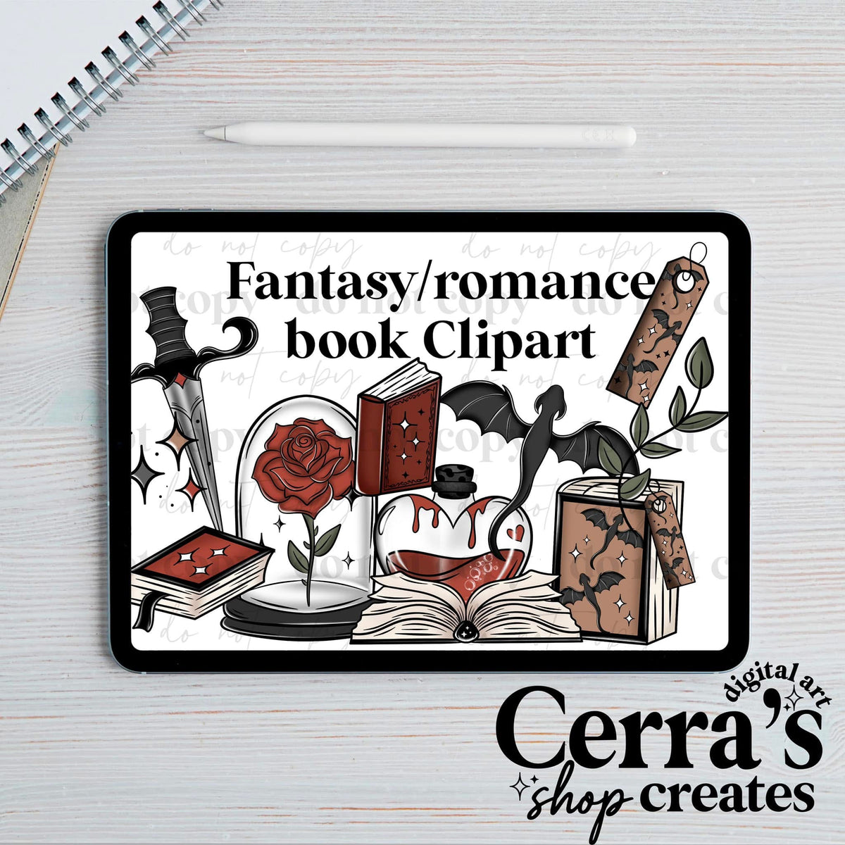 Fantasy romance books Clipart set