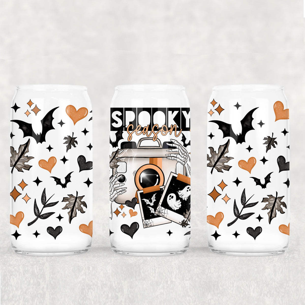 Spooky season camera 16oz Glass Wrap